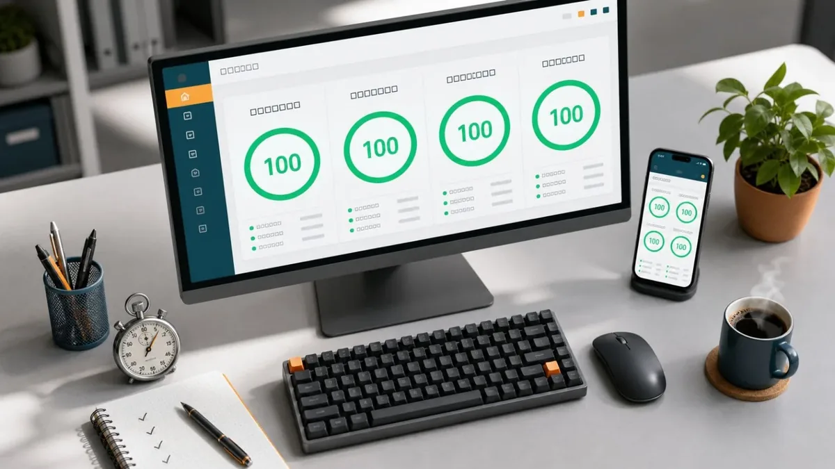 Google PageSpeed Insights – vier perfekte 100-Punkte-Scores auf Desktop und Mobile