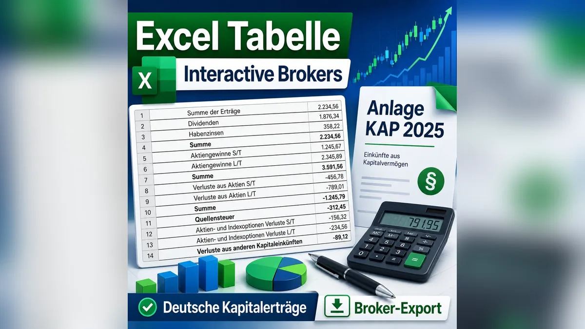 Excel-Tabelle Anlage KAP 2025 für Interactive Brokers
