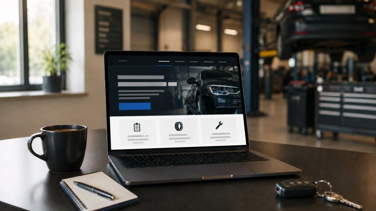 Responsive Unternehmens-Website am Beispiel einer Kfz-Werkstatt: Leistungsübersicht, Termin-Anfrage und Öffnungszeiten auf Desktop, Tablet und Smartphone – professionelles Webdesign aus Hannover für Unternehmen, Handwerk und Vereine